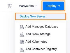 a screenshot that shows where to click on Vultr to deploy a new server