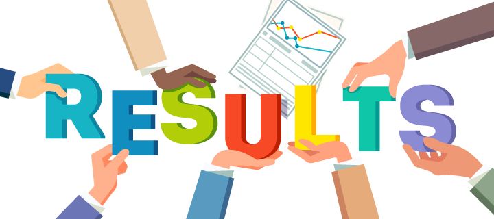 Illustration of hands holding colourful letters spelling “RESULTS”